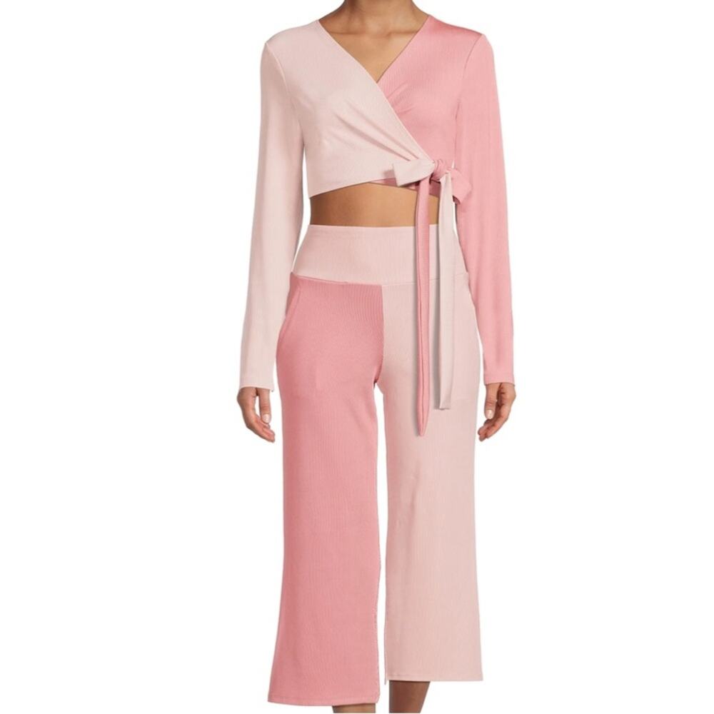 Avia Cropped Wide-Leg Pants with Two-Tone Yoga Wrap Top XL - Picture 2 of 5